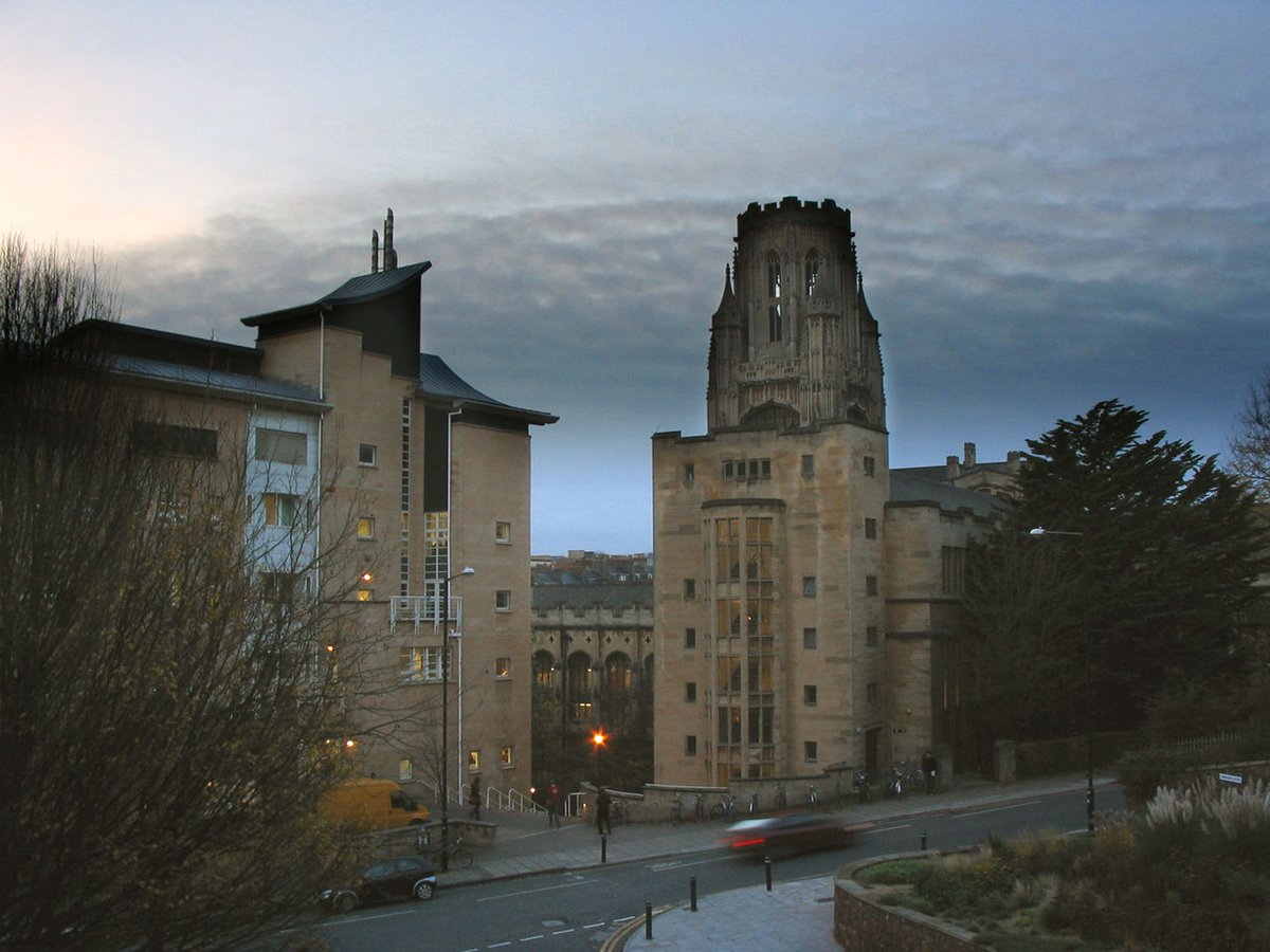 View of various Bristol University buildings from Cantock's Close